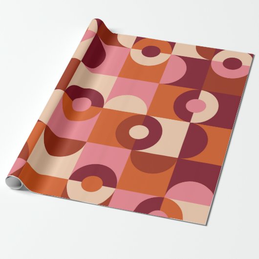 Mittelalterliche moderne Halbkreise rosa braun ora Geschenkpapier (Ungerollt)