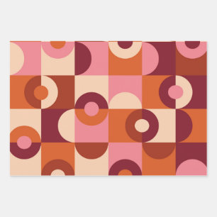 Mittelalterliche moderne Halbkreise rosa braun ora Geschenkpapier Set