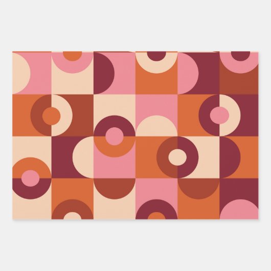 Mittelalterliche moderne Halbkreise rosa braun ora Geschenkpapier Set (Vorderseite)