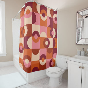 Mittelalterliche moderne Halbkreise rosa orange Duschvorhang