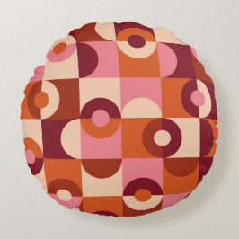 Mittelalterliche moderne Halbkreise rosa orange Rundes Kissen