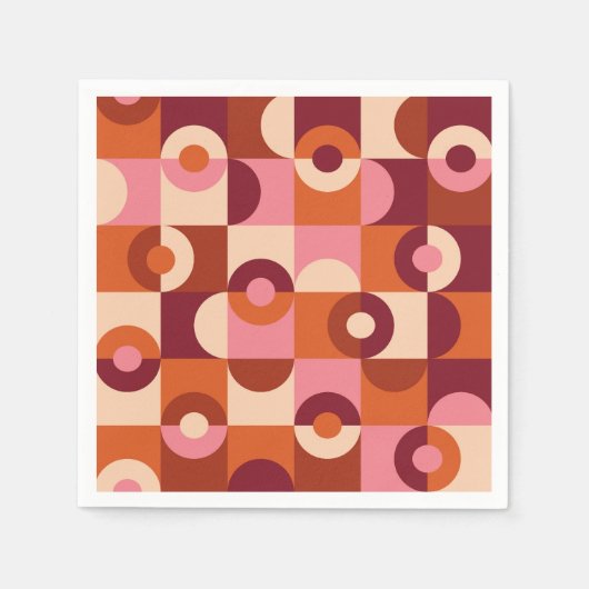 Mittelalterliche moderne Halbkreise rosa orange Serviette (Vorderseite)