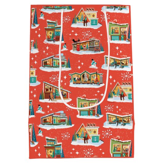 Mittelalterliche moderne Häuser Weihnachtsgeschenk Mittlere Geschenktüte (Rückseite)