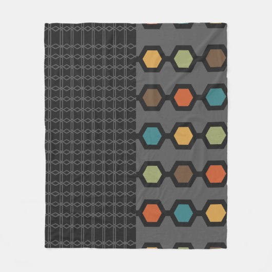 Mittelalterliche moderne Hexagons schwarz farbenfr Fleecedecke (Vorderseite)