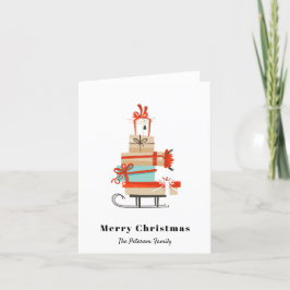 Mittelalterliche moderne Illustrierte Weihnachtssc Feiertagskarte