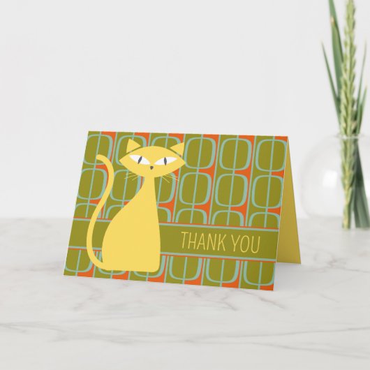 Mittelalterliche moderne Katze über geometrisches Dankeskarte (Vorderseite)