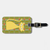 Mittelalterliche moderne Katze über geometrisches Gepäckanhänger (Vorderseite horizontal)