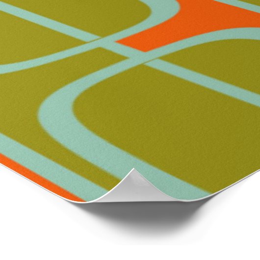 Mittelalterliche moderne Katze über geometrisches  Poster (Ecke)