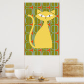 Mittelalterliche moderne Katze über geometrisches  Poster (Küche)