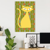 Mittelalterliche moderne Katze über geometrisches  Poster (Heimbüro)