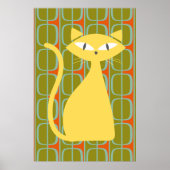 Mittelalterliche moderne Katze über geometrisches  Poster (Vorne)