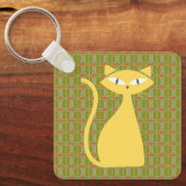 Mittelalterliche moderne Katze über geometrisches  Schlüsselanhänger (Vorderseite)