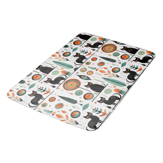 Mittelalterliche, moderne, lustige Weltraumkatzen Badematte (Schrägansicht)