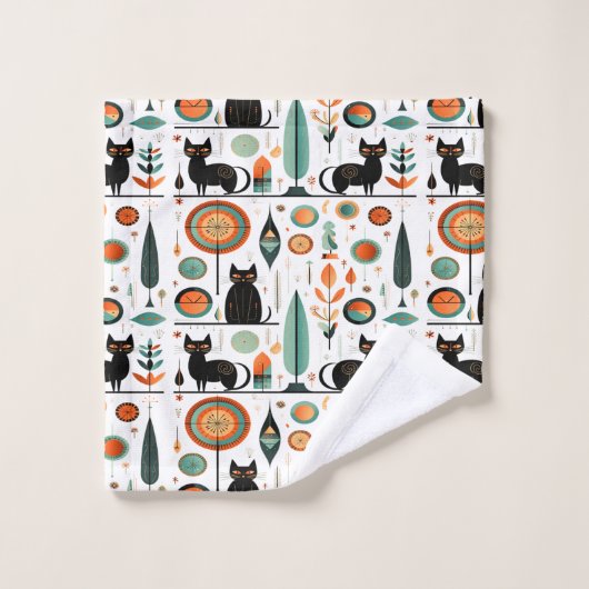 Mittelalterliche, moderne, lustige Weltraumkatzen Badhandtuch Set (Waschlappen)