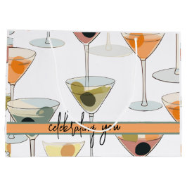 Mittelalterliche Moderne Martini-Oliven und Gläser Große Geschenktüte