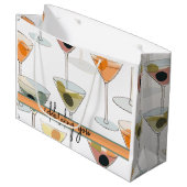 Mittelalterliche Moderne Martini-Oliven und Gläser Große Geschenktüte (Vorderseite Schrägansicht)