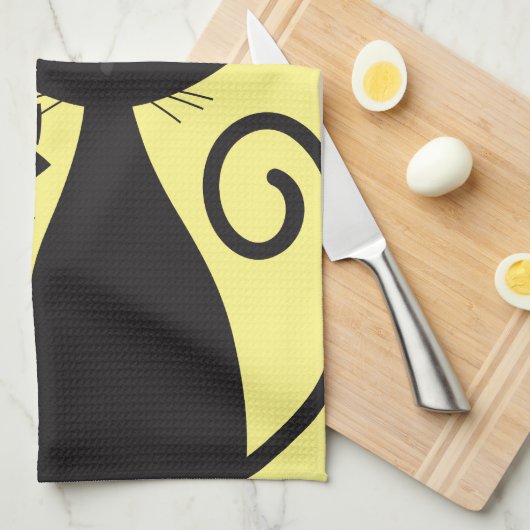 Mittelalterliche moderne MCM Coole schwarze Katze Geschirrtuch (Viertel Falte)