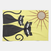 Mittelalterliche moderne MCM Coole schwarze Katze Geschirrtuch (Horizontal)