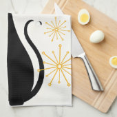 Mittelalterliche moderne MCM Coole schwarze Katze Geschirrtuch (Viertel Falte)