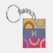 Mittelalterliche moderne Monogramm Multicolor-Abst Schlüsselanhänger (Vorderseite links)
