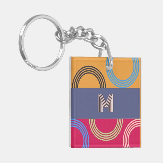 Mittelalterliche moderne Monogramm Multicolor-Abst Schlüsselanhänger (Vorderseite links)
