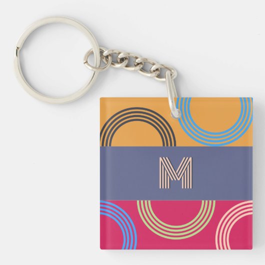 Mittelalterliche moderne Monogramm Multicolor-Abst Schlüsselanhänger (Vorderseite)