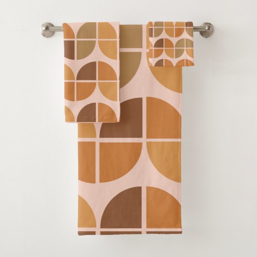 Mittelalterliche Moderne Muster orange braun Badhandtuch Set (Insitu)