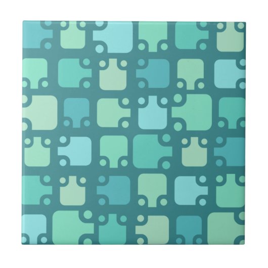 Mittelalterliche Moderne Muster Ozean Blau Fliese (Vorderseite)