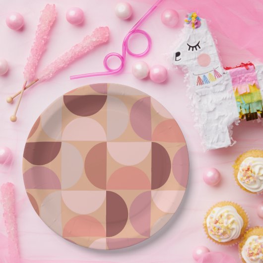 Mittelalterliche Moderne Muster Peach Fuzz Pappteller (Party)