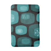 Mittelalterliche Moderne Oblongs Schwarz Aquamarin Badematte (Vorderseite Vertikal)