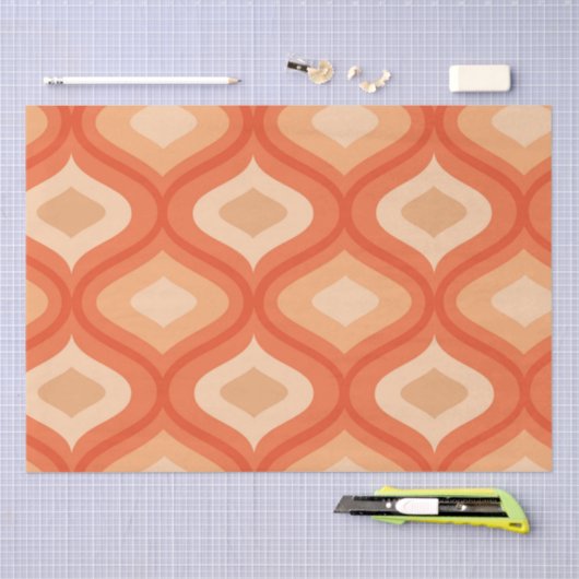 Mittelalterliche Moderne Orange und Beige Seidenpapier (Handwerk)