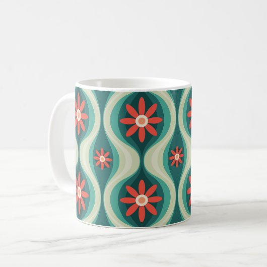 Mittelalterliche Moderne: Orangefarbene Blume Abst Kaffeetasse (Vorderseite Links)