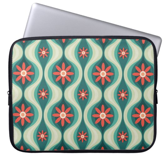 Mittelalterliche Moderne: Orangefarbene Blume Abst Laptopschutzhülle (Vorderseite)