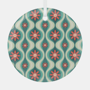 Mittelalterliche Moderne: Orangefarbene Blume Abst Ornament Aus Glas