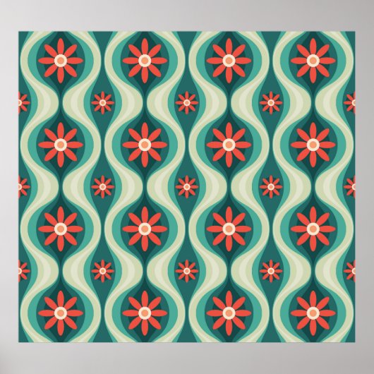 Mittelalterliche Moderne: Orangefarbene Blume Abst Poster (Vorne)