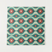 Mittelalterliche Moderne: Orangefarbene Blume Abst Wandteppich (Vorderseite (Horizontal))