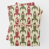 Mittelalterliche Moderne Raumzeit Retro 50er Weihn Geschenkpapier Set (Beispiel)