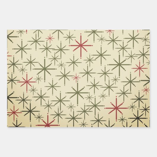 Mittelalterliche Moderne Retro 1950er Weihnachten Geschenkpapier Set (Vorderseite)