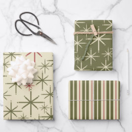 Mittelalterliche Moderne Retro 1950er Weihnachten  Geschenkpapier Set