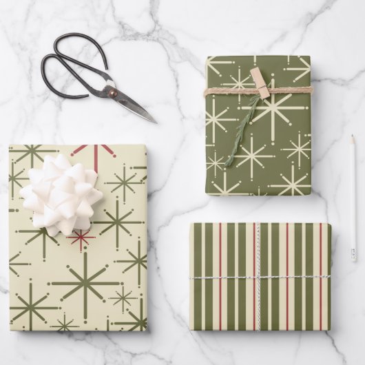 Mittelalterliche Moderne Retro 1950er Weihnachten  Geschenkpapier Set (Vorderseite)