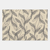 Mittelalterliche Moderne Retro Botanisches Grau Be Geschenkpapier Set (Vorderseite 3)