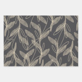 Mittelalterliche Moderne Retro Botanisches Grau Be Geschenkpapier Set (Vorderseite 2)