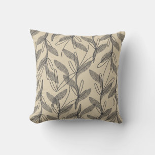 Mittelalterliche Moderne Retro Botanisches Grau Be Kissen