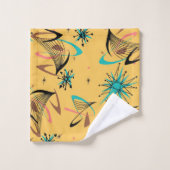 Mittelalterliche Moderne, Retro, Geometrie, Gelb Badhandtuch Set (Waschlappen)