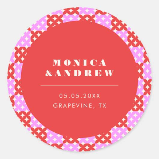 Mittelalterliche moderne Retro-Geometrie Rot und R Runder Aufkleber (Vorderseite)