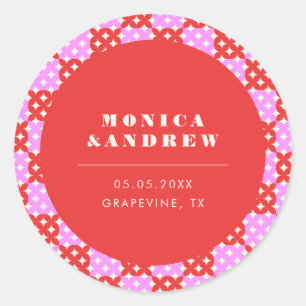 Mittelalterliche moderne Retro-Geometrie Rot und R Runder Aufkleber