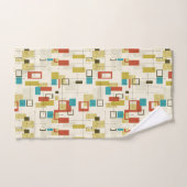 Mittelalterliche Moderne, Retro, Geometrie, Türkis Badhandtuch Set (Handtuch)