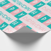 Mittelalterliche Moderne Retro Happy Birthday Pink Geschenkpapier (Ecke)