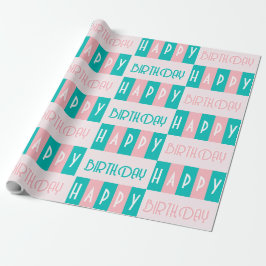 Mittelalterliche Moderne Retro Happy Birthday Pink Geschenkpapier
