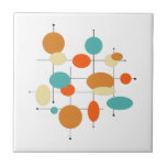 Mittelalterliche moderne Retro-Orangen-Turquoise-K Fliese<br><div class="desc">Diese türkisfarbenen,  orangefarbenen,  cremefarbenen und schwarzen geometrischen Kreise und Linien aus der Mitte des Jahrhunderts schmücken den Raum nicht nur mit einem Pop von Farben,  sondern sind auch ein originelles Kunstwerk in Ihrem Fliesenprojekt.</div>
